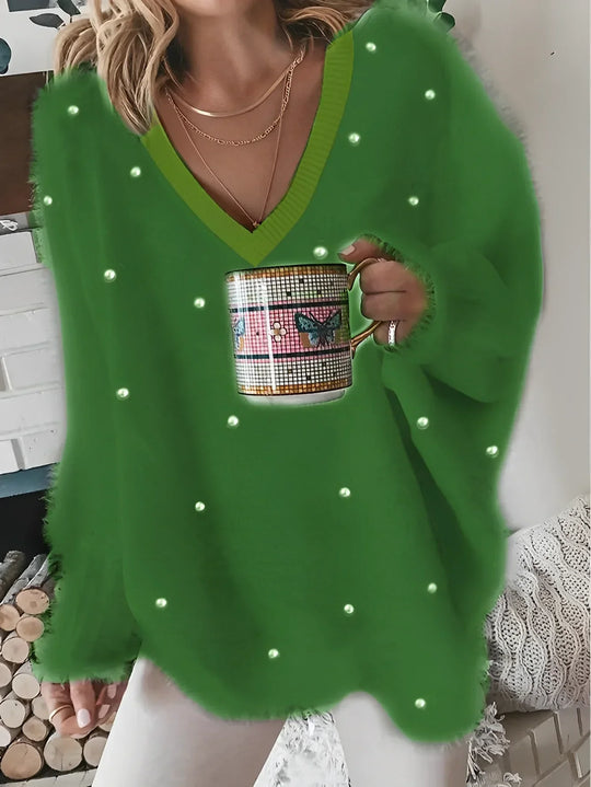 Aurora Pull doux avec perles décoratives