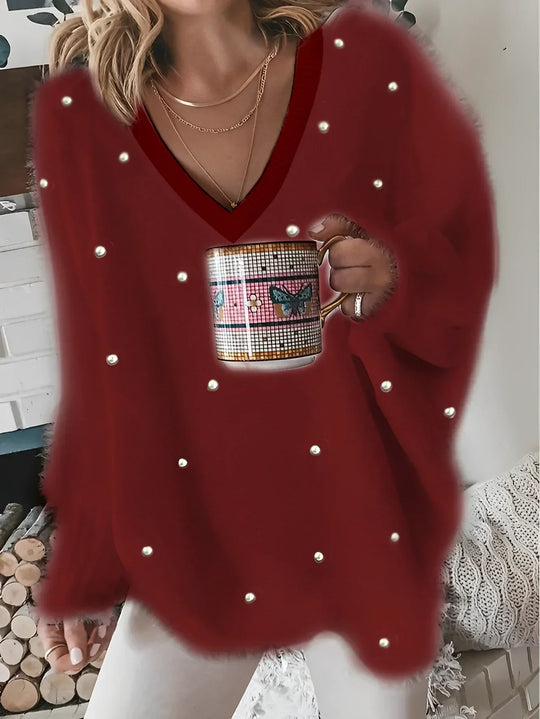 Aurora Pull doux avec perles décoratives