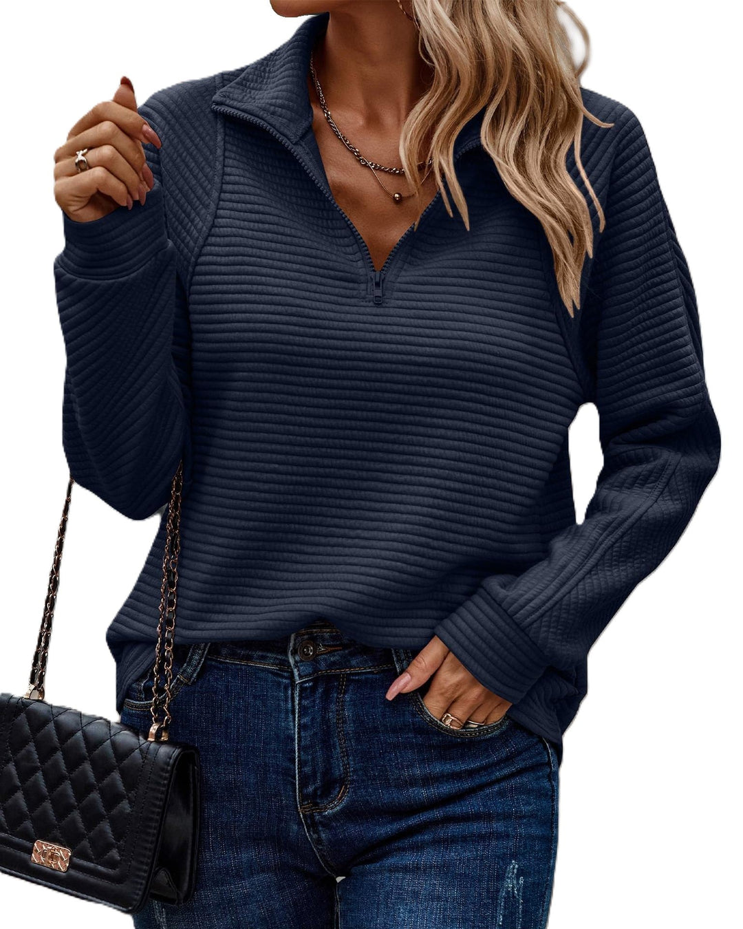 Zinnia - Pull côtelé avec fermeture éclair pour femmes