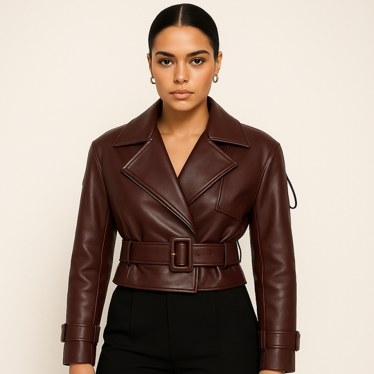 Veste courte en cuir pour femmes - Collection Automne/Hiver