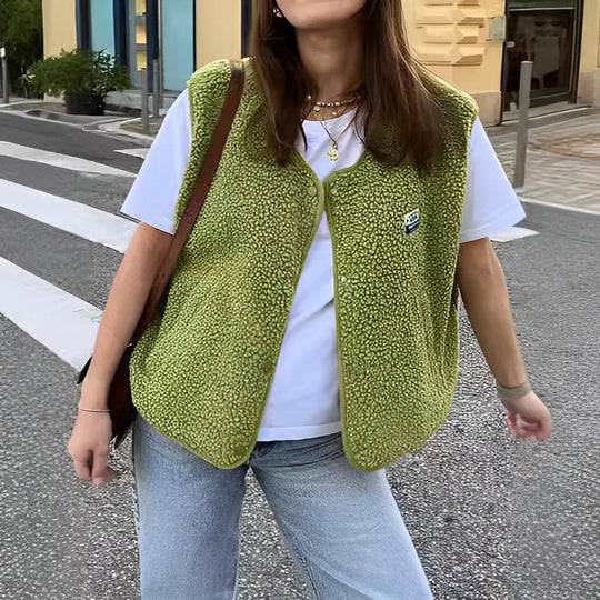 Gilet Femme Sans Manches – Boutonné, Doux et Confortable pour l'Automne