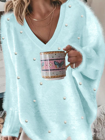 Aurora Pull doux avec perles décoratives